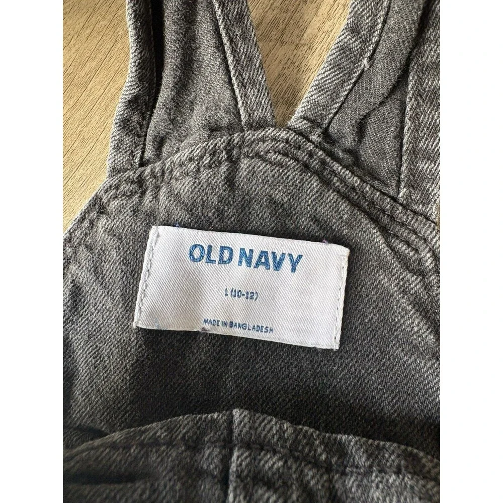 Old Navy Girls Black Denim Shortalls Size 10-12